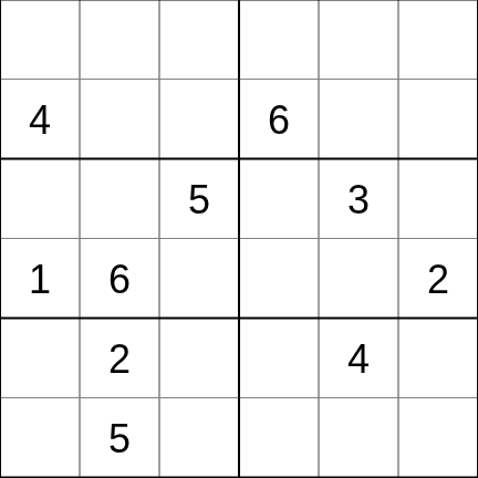 A 6×6 Sudoku puzzle